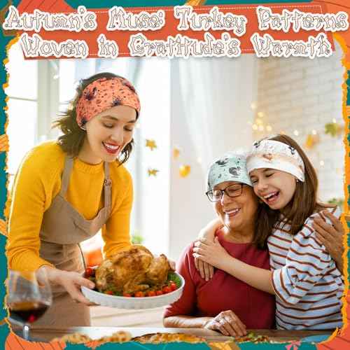 JaGely 12 Pcs Thanksgiving Headbands Bulk for Women Turkey Pumpkin Head Bands Fall Maple Leaves Hair Accessories Hairband Fall Elastic Non Slip Thanksgiving Hair Hairband for Autumn Festive Gift