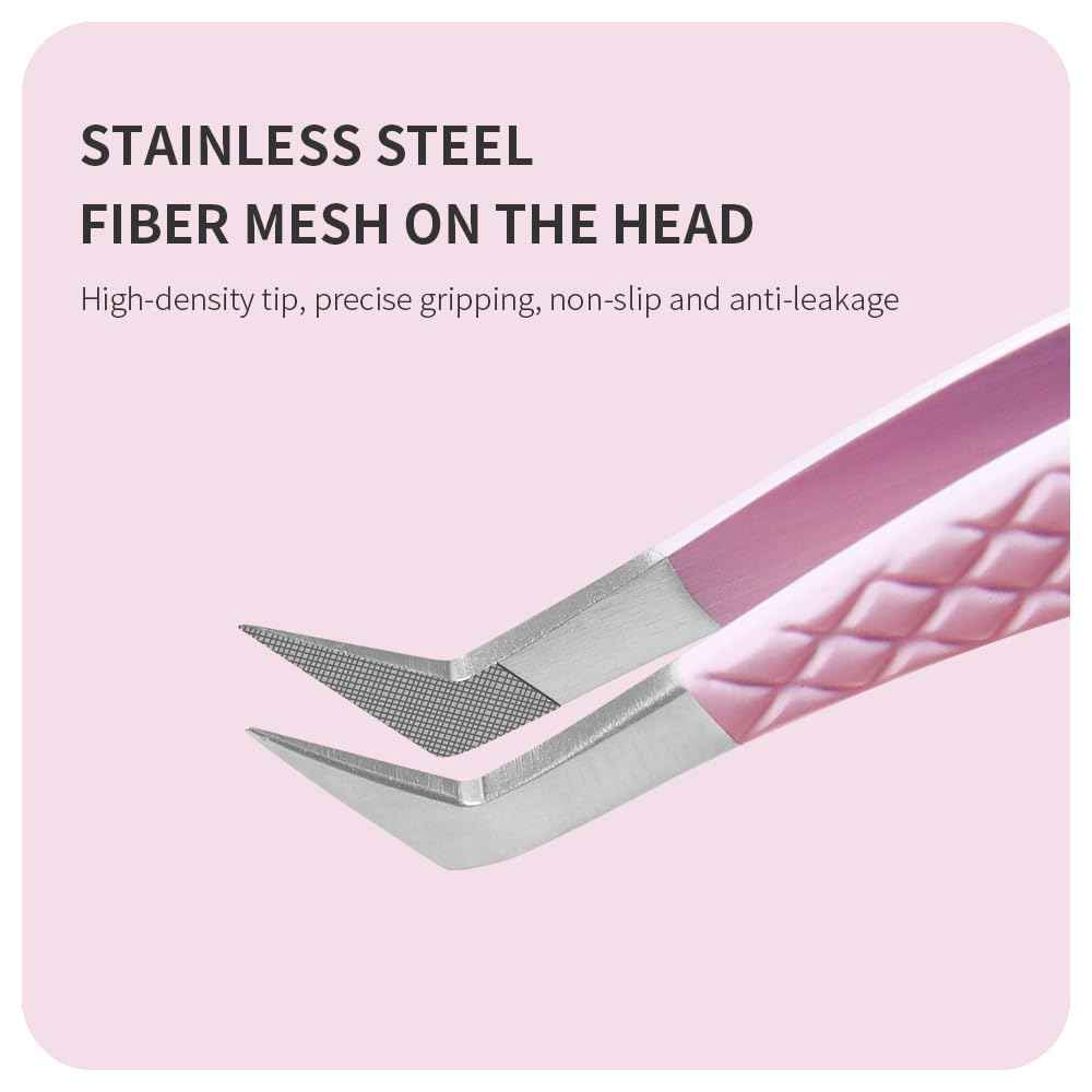 ANNAFRIS Eyelash Extension Tweezers,Fiber Tip Grip Boot Volume Lash Tweezers,Professional Pointed Lash Extension Tweezers for Easy Lash Application and Removal-F01