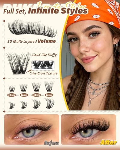 D Curl Fluffy Lash Clusters - Wispy Eyelash Extensions 10-16mm