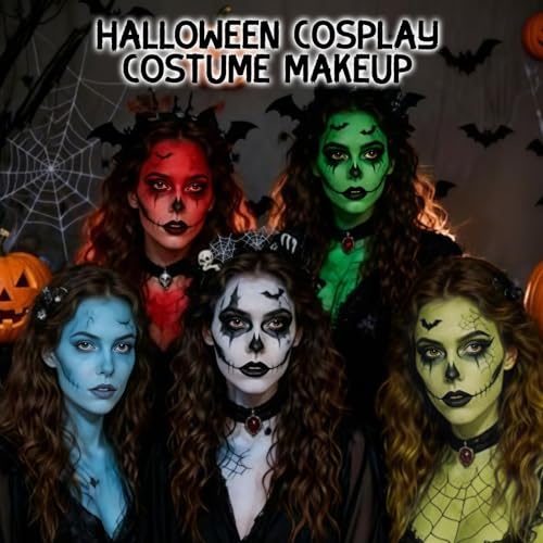 Halloween Makeup Kit for Shrek, Water-Based Non-Toxic Face Paint Set with Headband, Ogre Green Face Paint for Halloween Cosplay SFX Makeup, Costume Parties, Theatre,Stage Shows