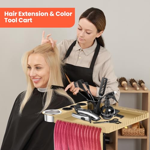 Gold Salon Rolling Cart with Magnetic Dye Bowls