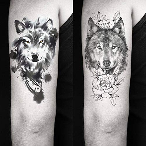 8-Pack Temporary Tattoos - Wolf Skull Moon Designs