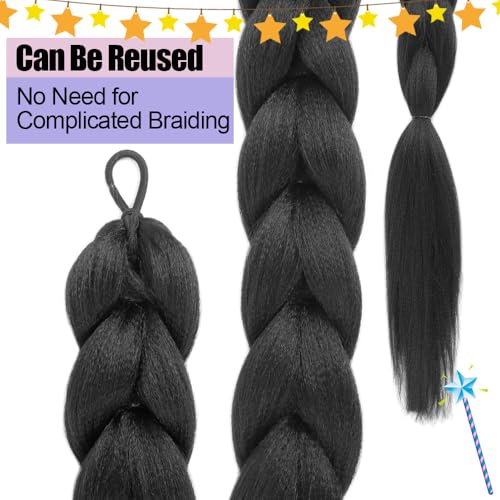 24 Inch Black Braided Ponytail Extension for Daily Wear