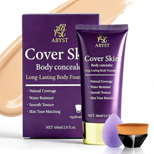Waterproof Body Makeup with Brush & Puff - Full Coverage for Tattoos & Scars