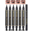6PCS Dual-End Eyeliner Stamp Pen Set - Waterproof Black Liquid Liner