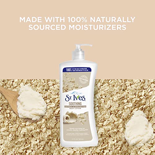 St. Ives Soothing Hand & Body Lotion for Women with Pump, Daily Moisturizer Oatmeal and Shea Butter for Dry Skin, Made with 100% Natural Moisturizers, 21 fl oz, (Pack of 8)