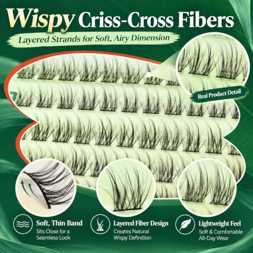 KEYYOU DIY Jungle Lash Kit Fluffy Natural Eyelash Clusters for Everyday Style