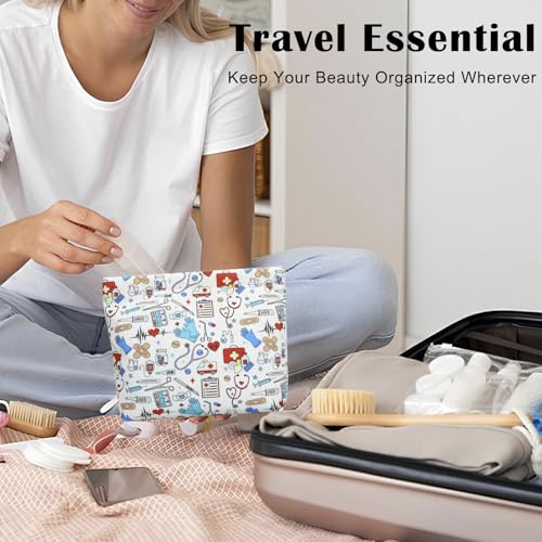 Travel Makeup Bag for Women Corduroy Cosmetic Organizer Large Capacity