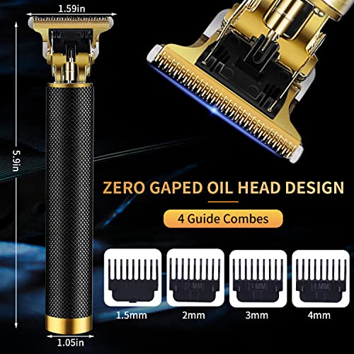 Hair Trimmer for Men, Electric Hair Clippers Cordless Beard Trimmer Shaver Electric T Blade Hair Trimmer, Zero Gapped Hair Clippers Cutting Grooming Kit with Guide Combs Ear Spoon Tool Set, Black.