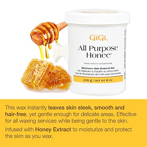 GiGi Microwave Wax Kit - All Purpose Honee Soft Wax Hair Removal Kit for Face & Body, Includes Wax, Strips, and Applicators, Easy At-Home Waxing, 1 Set