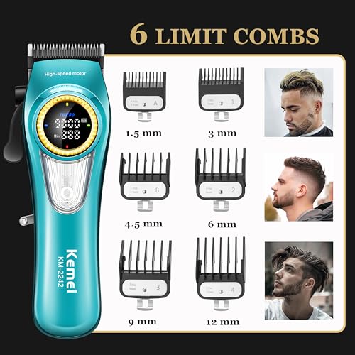 KEMEI 2242 Green Cordless Hair Clippers for Men, Professional Grooming