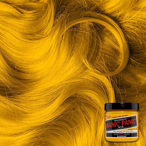 MANIC PANIC Classic Sunshine Semi Permanent Hair Color - Warm Sunflower Yellow Hair Dye for Women & Men That Lasts 4-6 Weeks - Vegan, Ammonia & Cruelty-Free - Create & Mix Custom Shades (4oz / 2pk)
