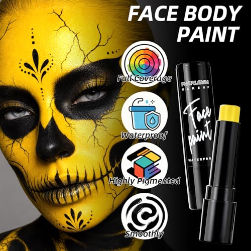 Yellow Face Paint Stick - Waterproof, Smudgeproof, High Pigment