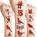 96 Red Cardinal Temporary Tattoos for Kids & Adults