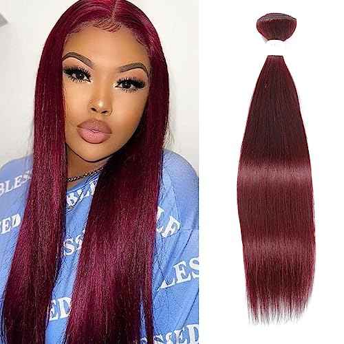 REMY Red Human Hair Bundles 99j Bundles Straight Hair 20 Inch 1 Bundle Unprocessed Brazilian Virgin Hair Human Hair Bundles for Black Women