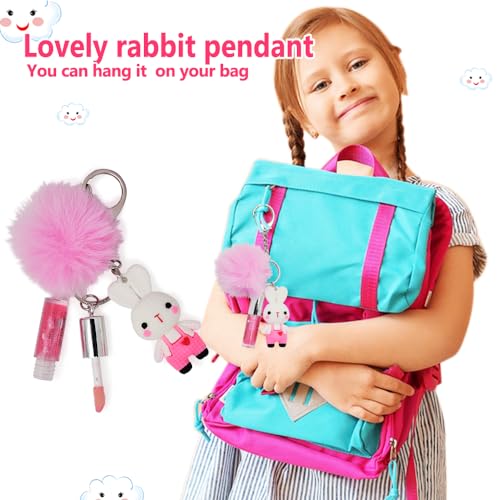 iBi Keychain Lip Glosses Set - 3Pc Shimmer Gloss for Kids Ages 5+