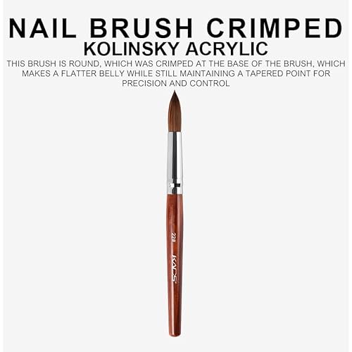 KADS Kolinsky Acrylic Nail Brush Oval Shape Nail Art Brush Pen Manicure Brushes (Red Wood Holder, 22#)