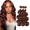 WuvuSnm Dark Brown Body Wave Human Hair Bundles - 12" to 34"