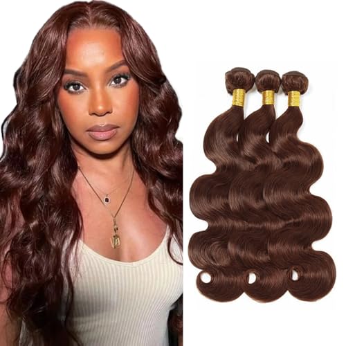 WuvuSnm Dark Brown Body Wave Human Hair Bundles - 12" to 34"