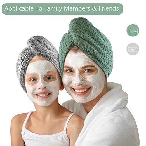 Microfiber Hair Drying Towel Wraps - 2 Pack (Green)