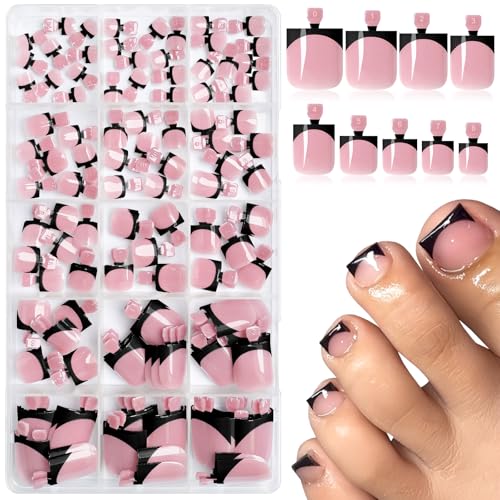French Tip Press On Toenails - 150pcs Full Cover Fake Nails