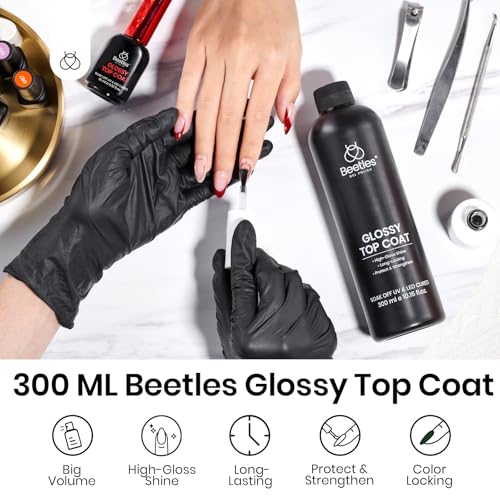 Beetles No Wipe Gel Top Coat Bulk Refill - 300ml High Shine Clear Gloss