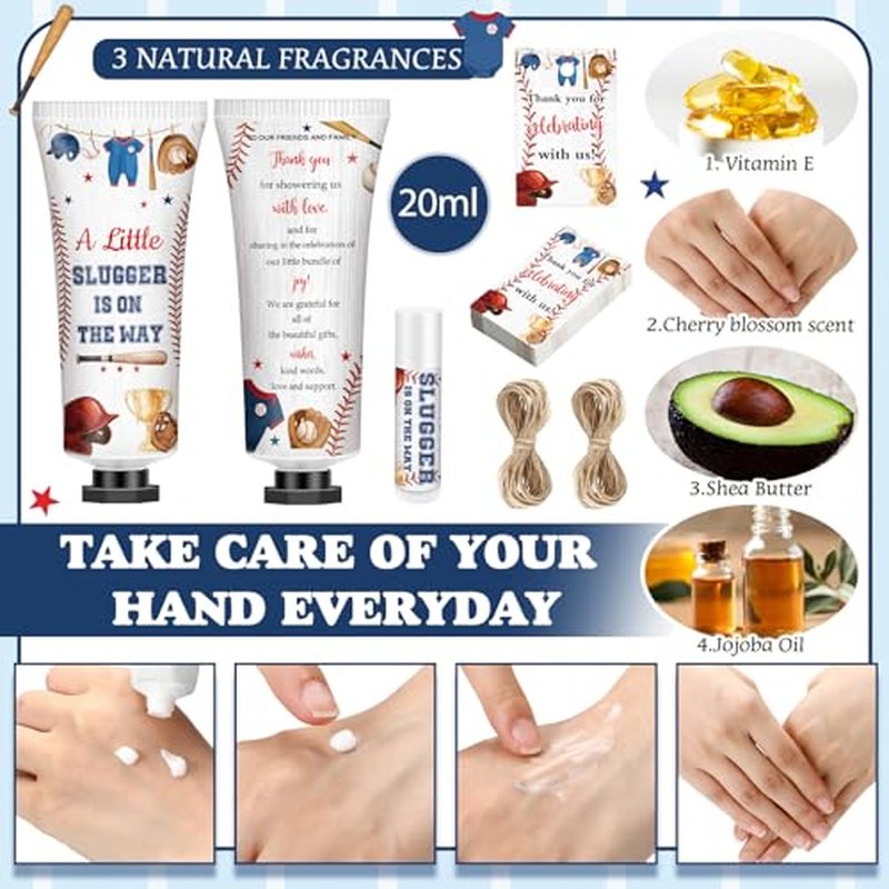 Baseball Baby Shower Party Favors – 50 Sets Hand Lotion & Lip Balm