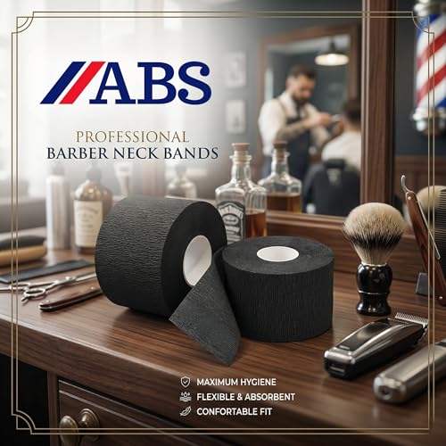Disposable Barber Neck Strips – 5 Count Black, Hygienic Haircut & Shaving Paper, ABS American Beauty Supply