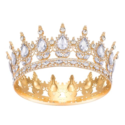 Gold Crystal Birthday Tiara Crown for Women
