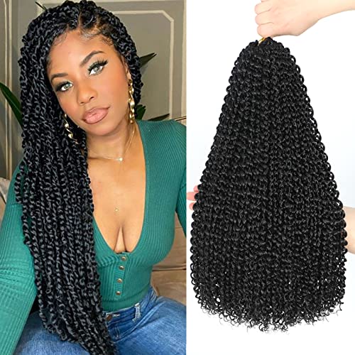 Dansama Passion Twist Hair Water Wave Crochet Hair for Black Women, Long Bohemian Braiding Hair for Boho Locs, Faux Locs, Butterfly Style Crochet Braids Hair Extensions (18inch, 1B, Economy Pack)