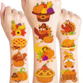 96 PCS Hello Thanksgiving Fall Autumn Pre-Cut Temporary Tattoos for Kids | Cute Themed Birthday Party Favors, Supplies, Decorations, Fake Tattoo Stickers, School Rewards Gifts for Boys Girls