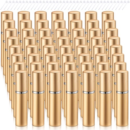 Zonon 56 Pack 5ml Gold Refillable Perfume Atomizer Bottles with Pumps