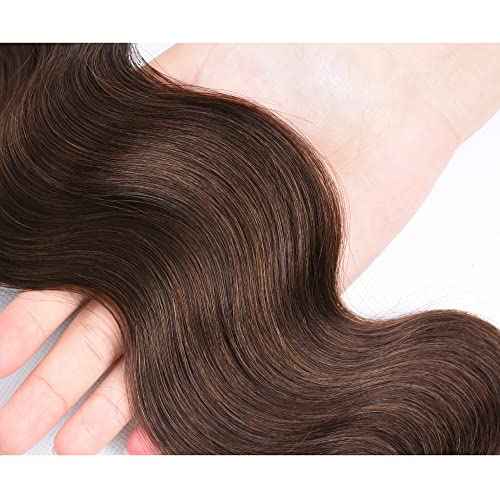 #4 Brown Bundles Human Hair Body Wave Human Hair Bundles 22 22 22 Inch Chocolate Brazilian Hair 3 Bundle Unprocessed Virgin Remy Hair Extensions 50 Gram Per Bundle