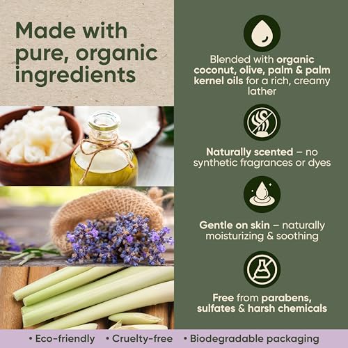Organic Bar Soap Set ? Handmade Natural Soap Bars with Essential Oils ? Oatmeal Lavender, Lemongrass & Green Tea Peppermint (3.25 oz Each, 3 Bars)