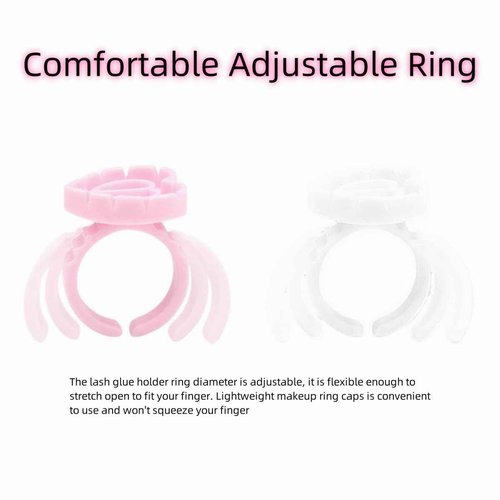 400 PCS Heart Lash Glue Rings for Eyelash Extension,Disposable Adjustable Rings Diameter Lashes Cup Include: 200pcs White and 200pcs Pink Smart Glue Cups use for Eyelash Extension Supplies
