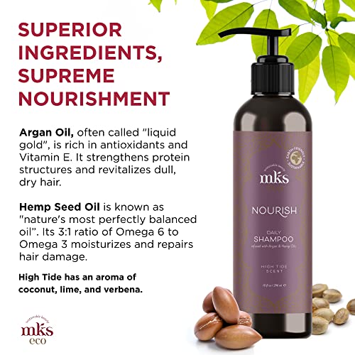 MKS eco Nourish Shampoo - Cleanses, Strengthens & Repairs - Ideal for Fine Hair, Safe for Color Treated Hair - Moroccan Argan Oil, Hemp Seed Oil - Vegan, Cruelty Free