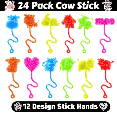 48 Pc Cow Party Favors - Stick Hands & Temporary Tattoos