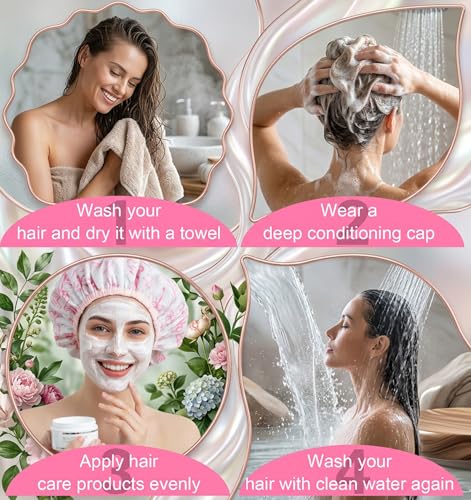 Deep Conditioning Hair Cap Set - 2 Waterproof Shower Caps