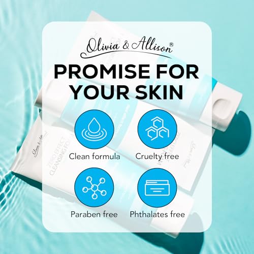 Olivia & Allison ZERO EFFECT CLEANSING FOAM 3.38fl oz (100ml) Natural BHA + AHA + Triple Eyaluronic Acid + Liposomal Cerasome for Gentle Exfoliation & Hydration