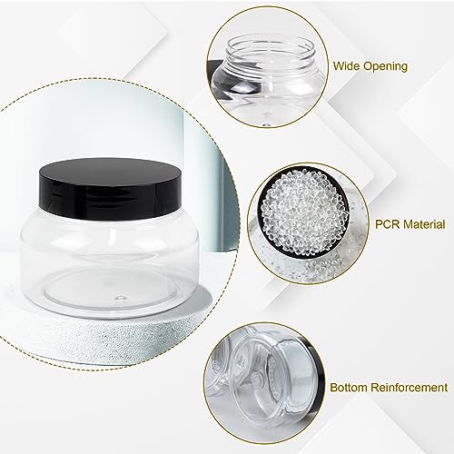30 Pack Clear Body Scrub Jars, 8oz Clear Plastic Jars with Lids, Sugar Scrub Containers Empty Refillable Containers Round Low Profile Samples Jar for Makeup, Body Butter, Creams, Travel Storage