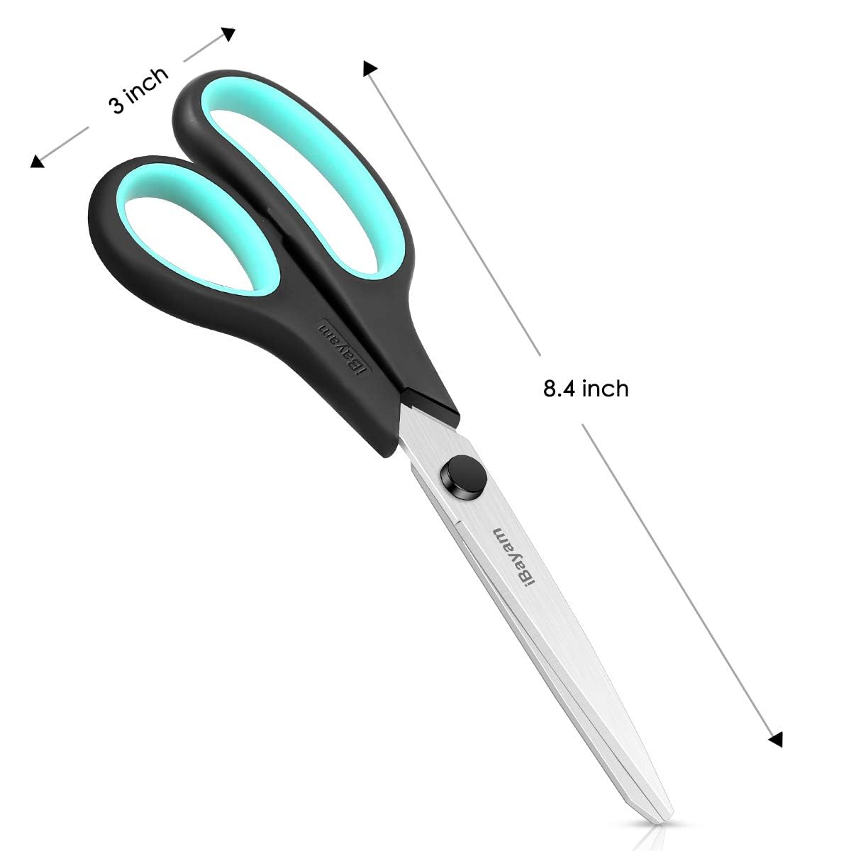 3-Pack 8" Heavy Duty Scissors with Ultra Sharp Blades and Comfort Grip Handles - For Office, Home, School, Sewing, and Crafts