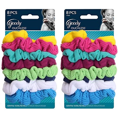 Goody Women's Hair Ouchless Jersey Variety Scrunchies, 8 Count, 2 Pack