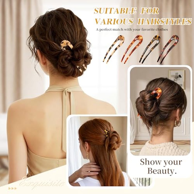 4PCS French Hair Pins 4.33" Curved Serrated Anti-Slip Updos