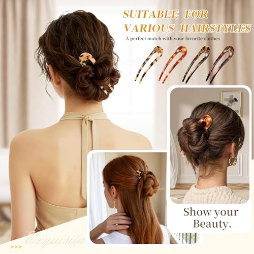 4PCS French Hair Pins 4.33" Curved Serrated Anti-Slip Updos