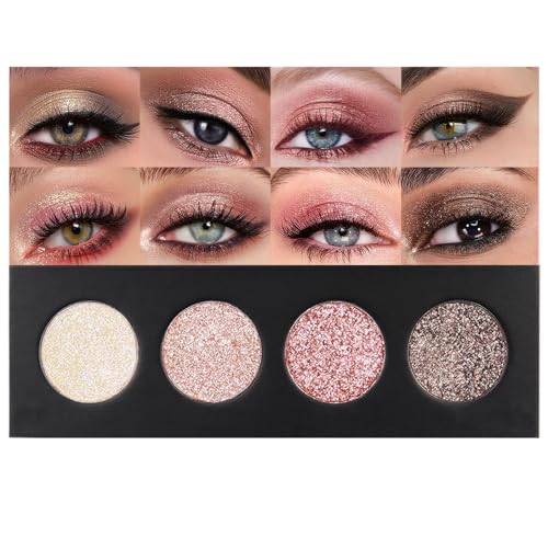 4-Color Pink Purple Eyeshadow Palette, Blendable Shimmer