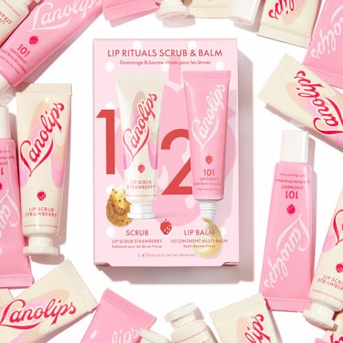 Lanolips Strawberry Lip Scrub & Balm Set with Lanolin