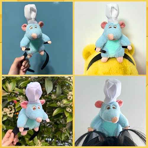 Rat Headband Clip Grabs Hair Rat Plush Mouse Ears Stuffed Animal Costume Props Funny for Adults
