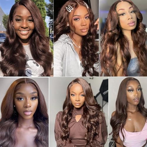 Brown Body Wave Human Hair Bundles 16" #4 Color