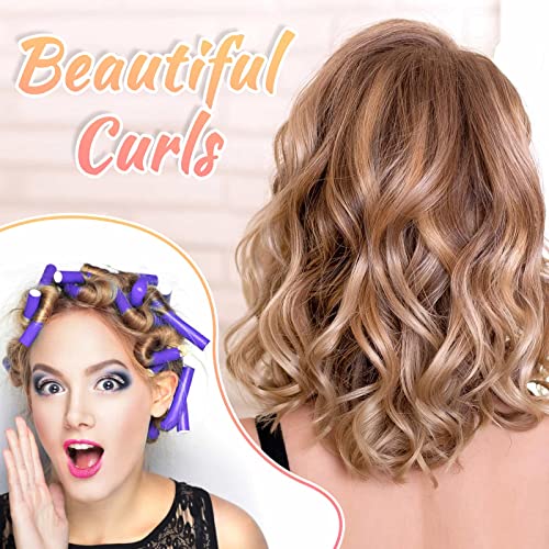 30Pcs 9.45" Flexible Curling Rods No Heat Hair Rollers Curlers with 3 Sizes Foam Curlers Hair Rods for Short and Long Hair