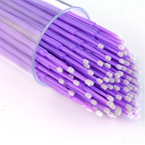 400 PCS Micro Applicator Brushes Dental Brush - Yookat Disposable Micro Applicator Brushes for Eyelash Extensions and Oral Using Micro Brushes Bendable Microfiber Applicators Purple